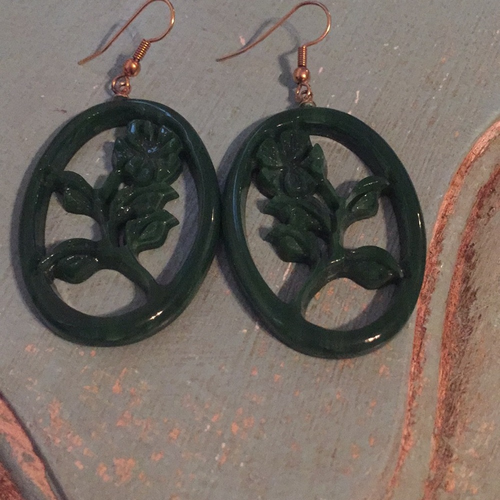 Carved rose earrings